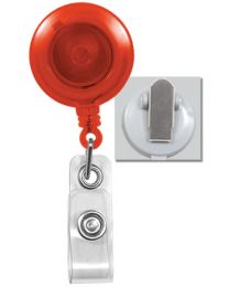 Translucent Orange Badge Reel with a Clear Strap and Spring Clip Attachment