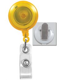 Translucent Yellow Badge Reel with a Clear Strap and Spring Clip Attachment