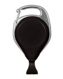 Black No-Twist Carabiner Badge Reel with a Card Clip Attachment