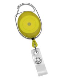 Translucent Yellow Carabiner Badge Reel with a Clear Strap Attachment