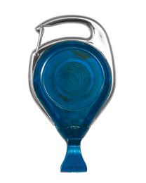 Translucent Blue No-Twist Carabiner Badge Reel with a Card Clip Attachment