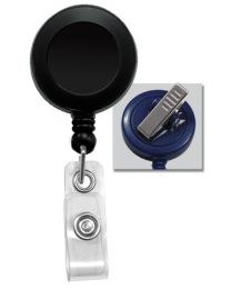 Black Badge Reel with a Clear Strap and Swivel Spring Clip Attachment