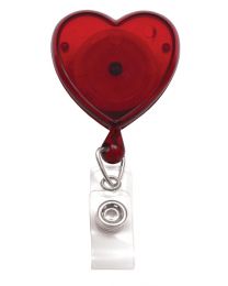 Translucent Red Badge Reel with a Clear Strap and Swivel Spring Clip Attachment