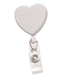 White Badge Reel with a Clear Strap and Swivel Spring Clip Attachment