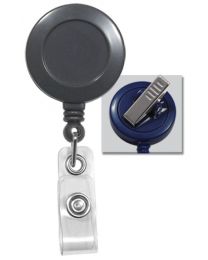 Gray Badge Reel with a Clear Strap and Swivel Spring Clip Attachment