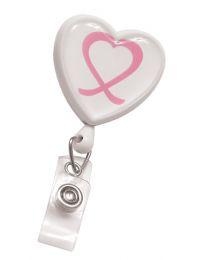 White Badge Reel with a Domed Awareness Label, Clear Strap and Swivel Spring Clip Attachment