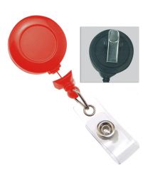 Red No-Twist Badge Reel with a Clear Strap and Swivel Spring Clip Attachment
