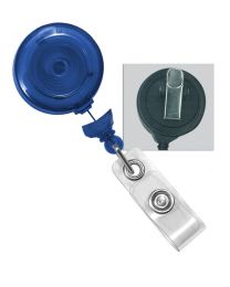 Translucent Blue No-Twist Badge Reel with a Clear Strap and Swivel Spring Clip Attachment