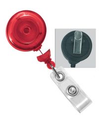 Translucent Red No-Twist Badge Reel with a Clear Strap and Swivel Spring Clip Attachment