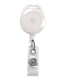 White Lanyard Reel w/ Quick Lock and Clear Strap Attachment