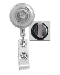 Translucent Clear Badge Reel with a Clear Strap and Belt Clip Attachment