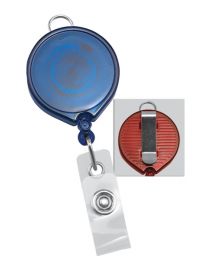 Translucent Blue Badge Reel with a Clear Strap and Belt Clip Attachment