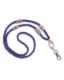 Blue Cherry Beaded Lanyard with a Trigger Hook