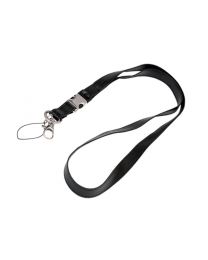 Black Leather Like Lanyard with a Detachable Trigger Hook, Cell Phone and Split Rings