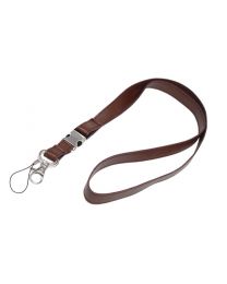 Brown Leather Like Lanyard with a Detachable Trigger Hook, Cell Phone and Split Rings