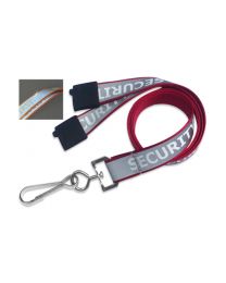 Red 5/8" Reflective Lanyard with a "Security" Imprint and Metal Swivel Hook