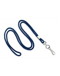 Navy Blue Round 1/8" Lanyard with a Metal Swivel Hook