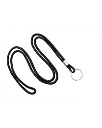 Black Round 1/8" Lanyard with a Metal Split Ring