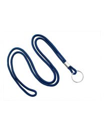 Navy Blue Round 1/8" Lanyard with a Metal Split Ring