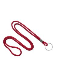 Red Round 1/8" Lanyard with a Metal Split Ring