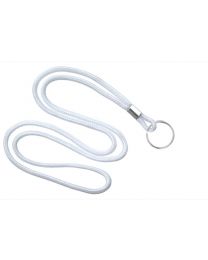White Round 1/8" Lanyard with a Metal Split Ring