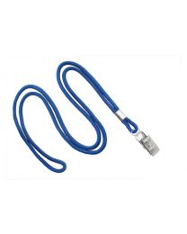 Royal Blue Round 1/8" Lanyard with a Metal Bulldog Clip