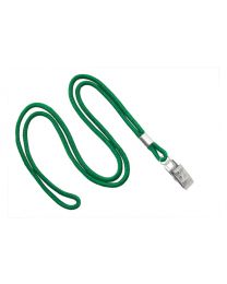 Green Round 1/8" Lanyard with a Metal Bulldog Clip
