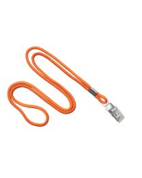 Orange Round 1/8" Lanyard with a Metal Bulldog Clip