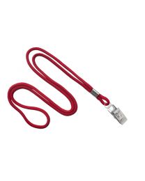 Red Round 1/8" Lanyard with a Metal Bulldog Clip