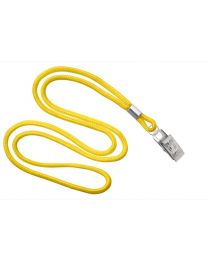 Yellow Round 1/8" Lanyard with a Metal Bulldog Clip
