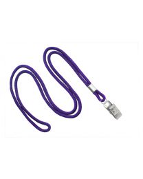 Purple Round 1/8" Lanyard with a Metal Bulldog Clip