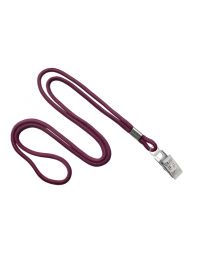 Maroon Round 1/8" Lanyard with a Metal Bulldog Clip
