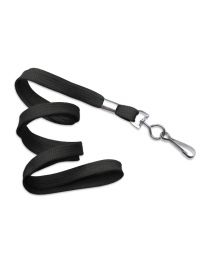 Black 3/8" Flat Braid Woven Lanyard with a Metal Swivel Hook
