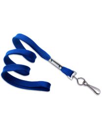 Royal Blue 3/8" Flat Braid Woven Lanyard with a Metal Swivel Hook