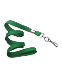 Green 3/8" Flat Braid Woven Lanyard with a Metal Swivel Hook