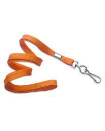 Orange 3/8" Flat Braid Woven Lanyard with a Metal Swivel Hook