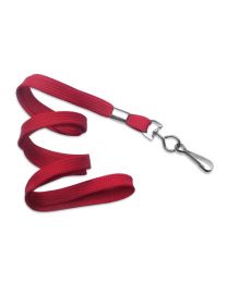 Red 3/8" Flat Braid Woven Lanyard with a Metal Swivel Hook