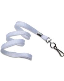 White 3/8" Flat Braid Woven Lanyard with a Metal Swivel Hook