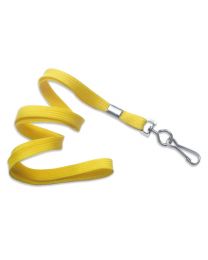 Yellow 3/8" Flat Braid Woven Lanyard with a Metal Swivel Hook