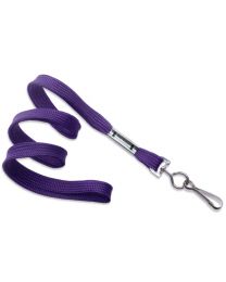 Purple 3/8" Flat Braid Woven Lanyard with a Metal Swivel Hook