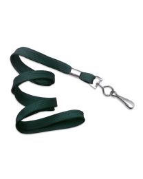Forest Green 3/8" Flat Braid Woven Lanyard with a Metal Swivel Hook