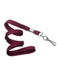 Maroon 3/8" Flat Braid Woven Lanyard with a Metal Swivel Hook