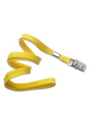 Yellow 3/8" Flat Braid Woven Lanyard with a Metal Bulldog Clip