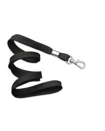 Black 3/8" Flat Braid Woven Lanyard with a Trigger Snap Swivel Hook