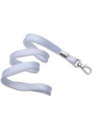 White 3/8" Flat Braid Woven Lanyard with a Trigger Snap Swivel Hook