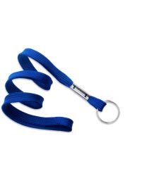 Royal Blue 3/8" Flat Braid Woven Lanyard with a Metal Split Ring