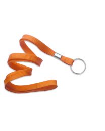 Orange 3/8" Flat Braid Woven Lanyard with a Metal Split Ring