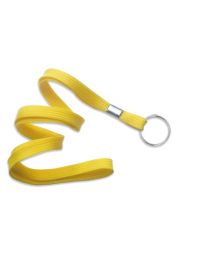 Yellow 3/8" Flat Braid Woven Lanyard with a Metal Split Ring