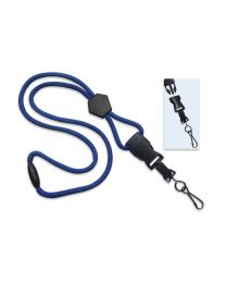 Royal Blue 1/4" Round Breakaway Lanyard with a Diamond Slider and Detachable Swivel Hook