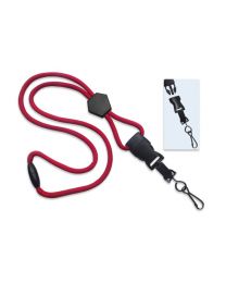 Red 1/4" Round Breakaway Lanyard with a Diamond Slider and Detachable Swivel Hook